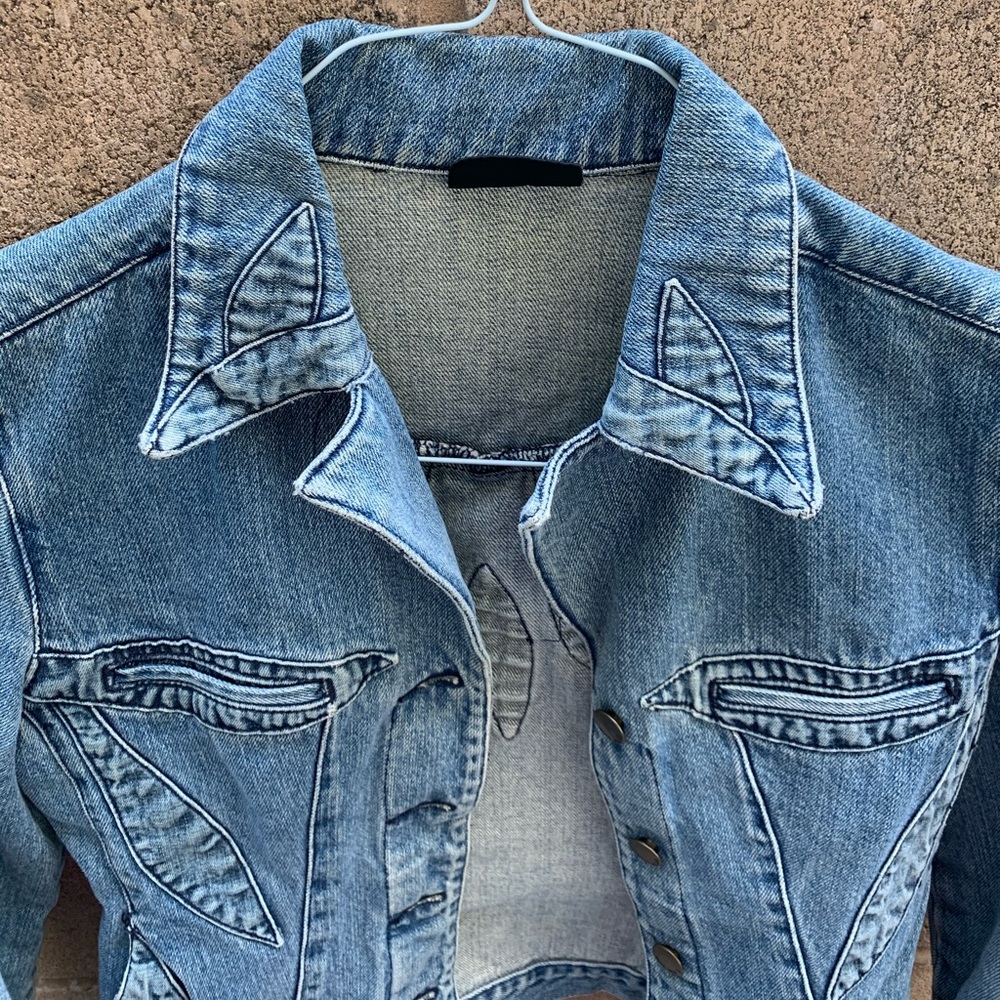 MNG Jeans Patchwork Jacket Size Small - Picture 11 of 16
